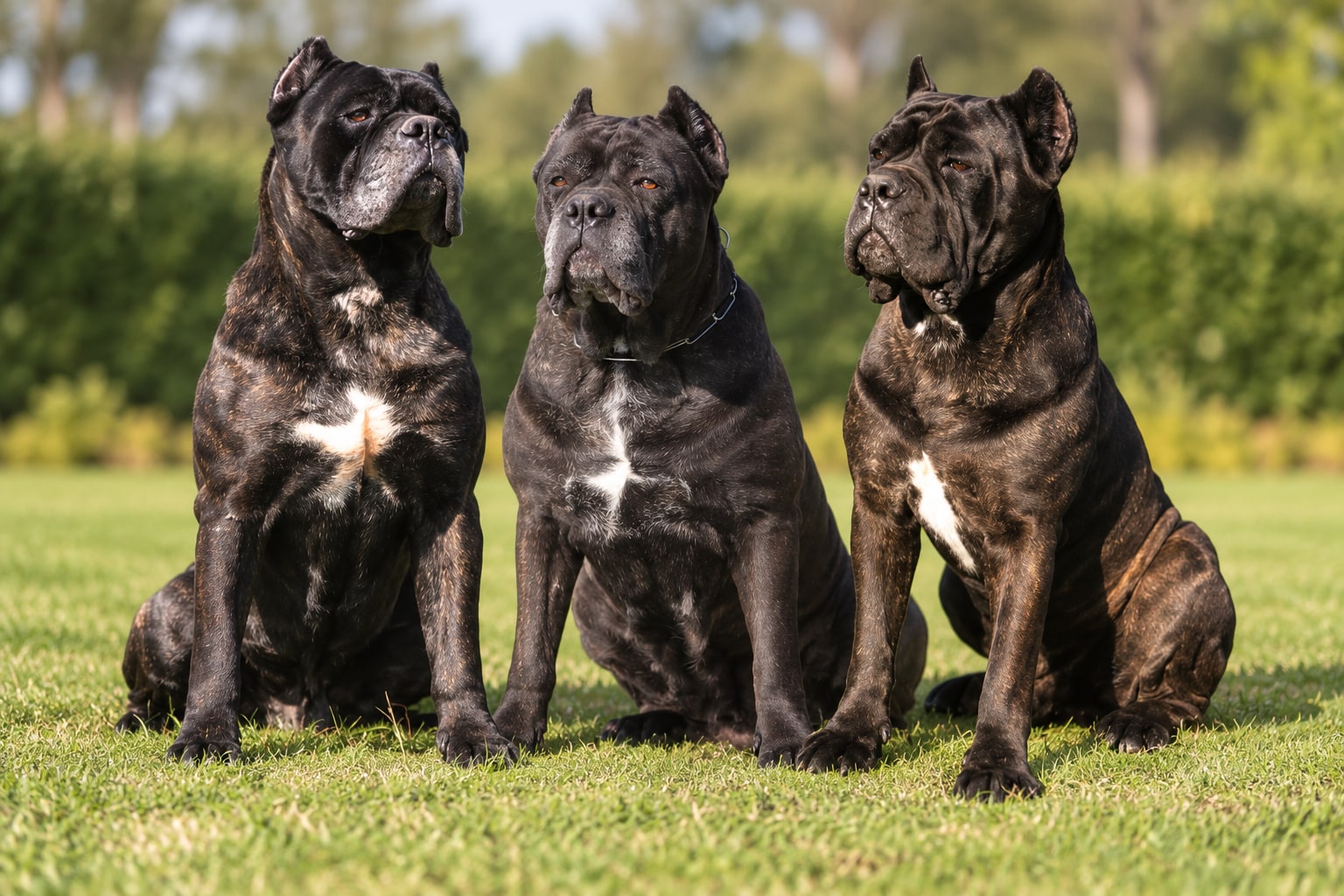 Ch.Yurak, Bufera et Ch.Fauno, trois Cane Corso de l’élevage Degli Elmi